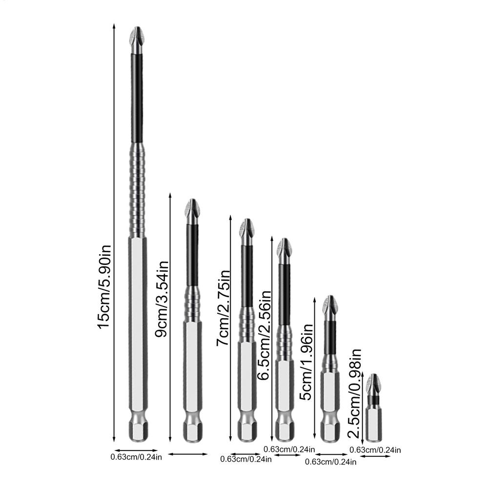 

Magnetic Bit Set Anti-Slip Electric Bit Set Of 6 Heavy-Duty Shock-Proof Magnetic Drills For Construction Work Woodworking чорний