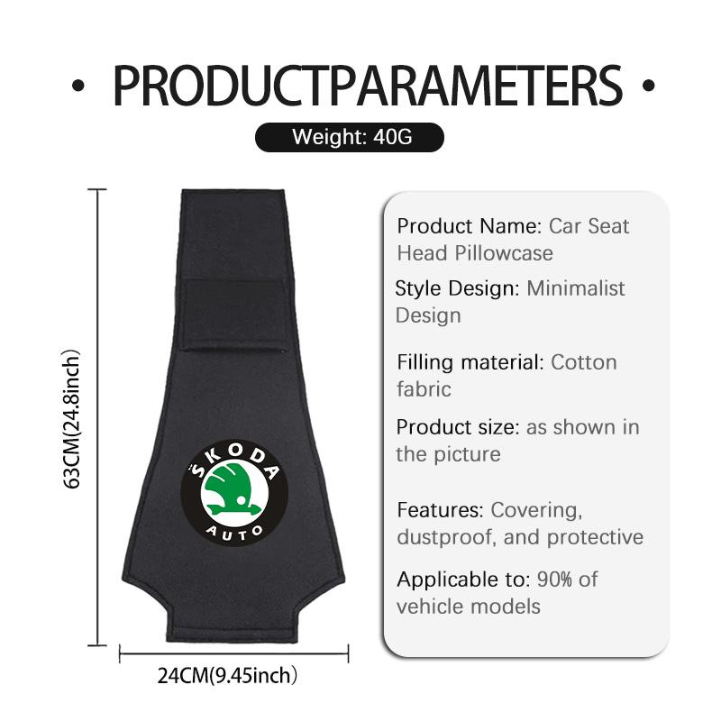 AEX1 Car Headrest Cover Universal Interior Accessories Fit For Skoda Fabia Kamiq Superb Scala Enyaq-iV MK3 VisionS Yeti
