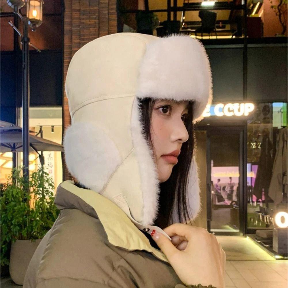 Windproof Warm Hat Thickened Ski Hat Fashion Plush Ear Protection Hat For Women Men