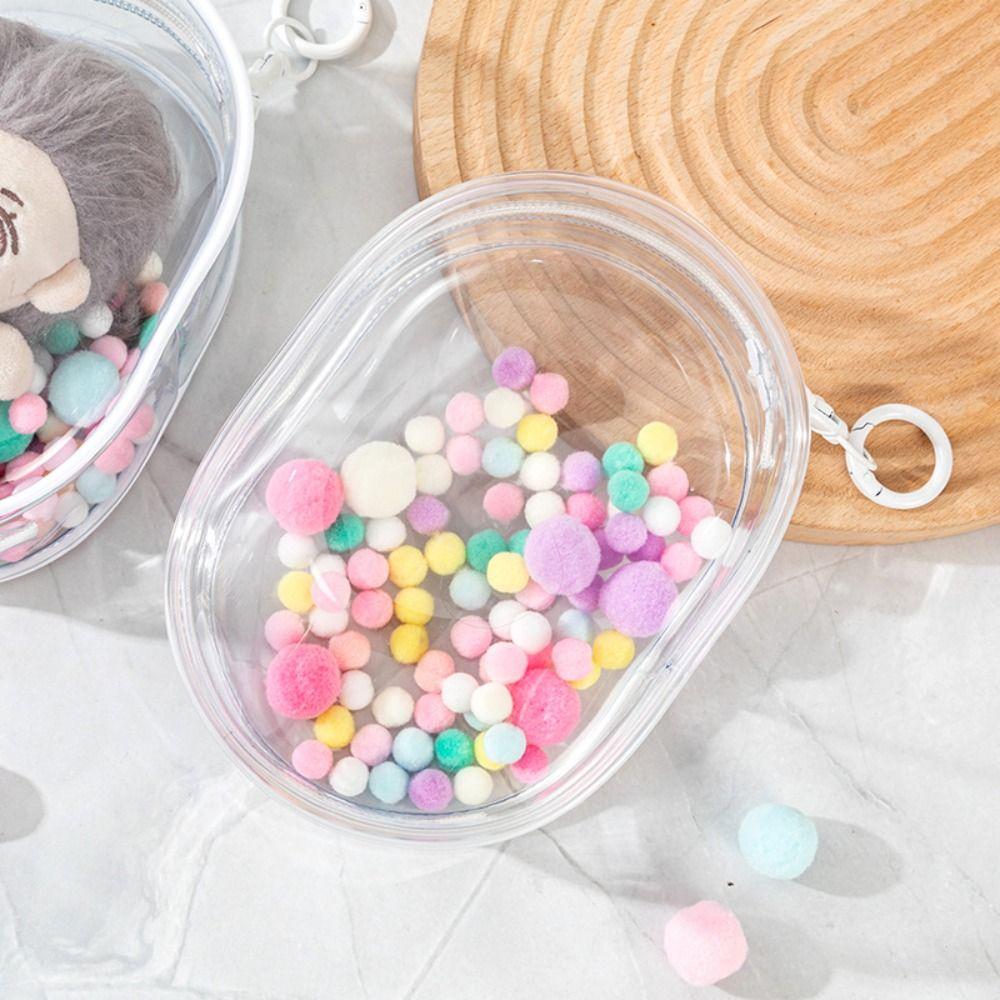 PVC Doll Transparent Walking Bag with Plush Ball Cotton Doll Storage Bag  Outdoor