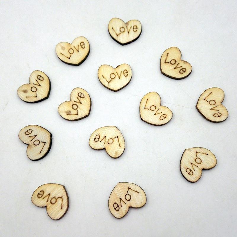 100pcs Rustic Wooden Love Heart Craft Embellishment Wedding Decoration Favours