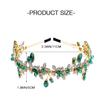 JEAIRTS Green Rhinestone Headband Gold Leaf Wedding Headpiece Bridal Crystal Beaded Hair Pieces Glitter Bride Hair Accessories for Women