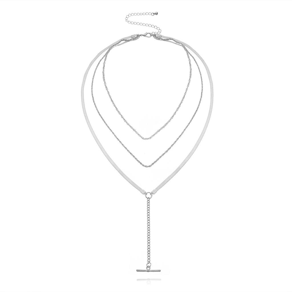 One-word Long Pendant, Snake Bone Chain, Necklace, Women's Fashion, Personality and Trend Multi-layer Items