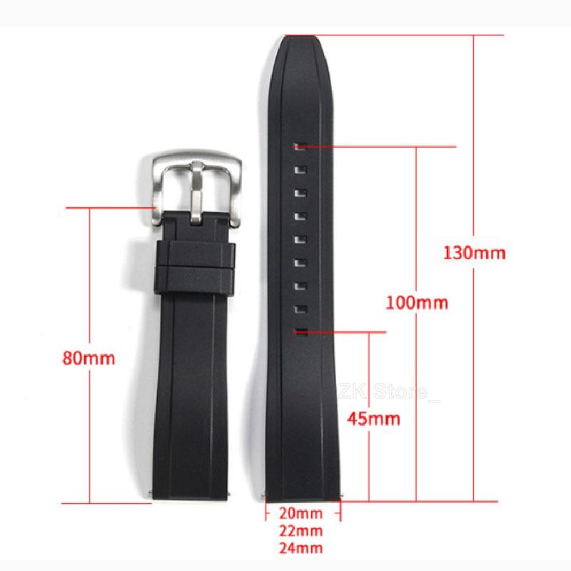 20mm 22mm TPU Silicone Watch Strap for Rolex Rubber Watch Band for Seiko Quick Release Silicone Diving Bracelet Butterfly Clasp