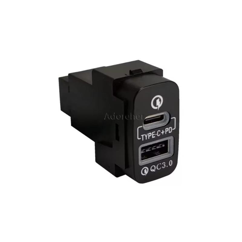 Car QC3.0 PD Fast Charger USB Type-C Interface Socket for Mitsubishi Outlander Pajero Sport Lancer EX ASX V73 V93 V97
