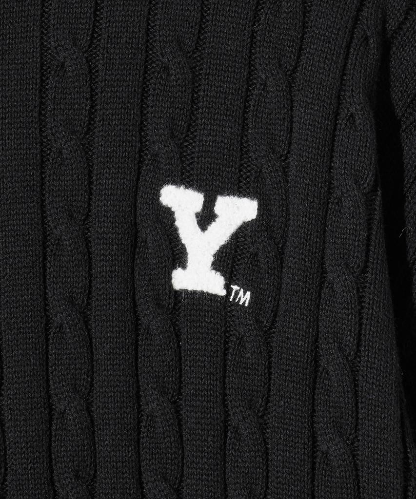 YALE Y Logo Cable Round Knit Black