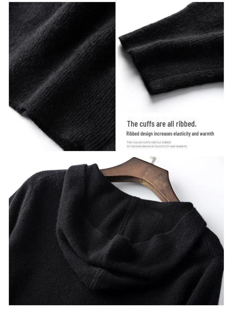 Cardigan Sweats à capuche zippé pour homme Printemps/Automne 2024 - Sweat à capuche en maille unie