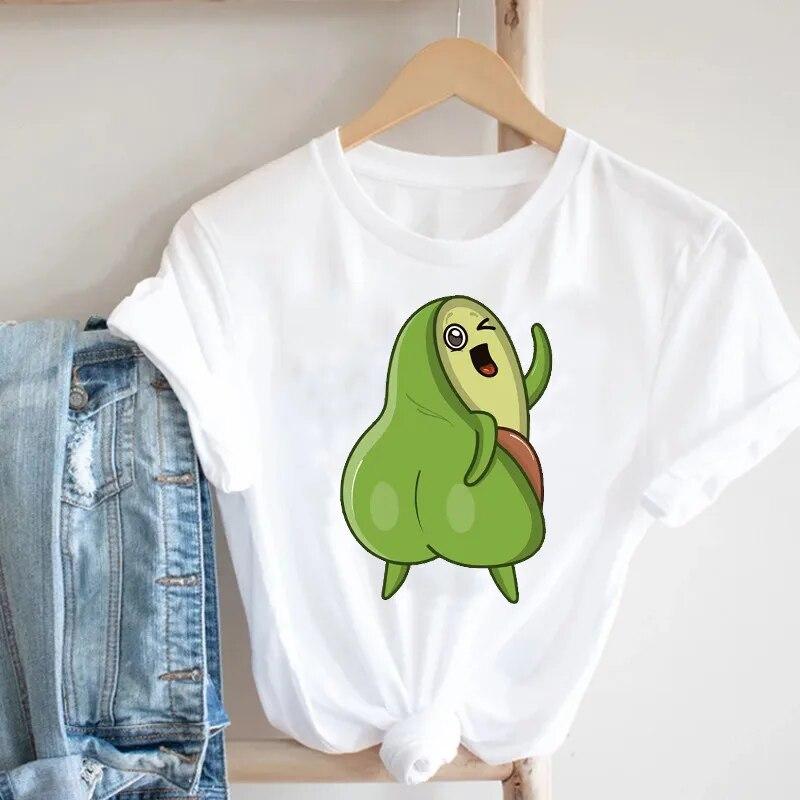 Fashion Fun Retro Top Women Summer Avocado Graphic t shirts 90s Girl Harajuku White Short Sleeve tee shirt femme  3XL