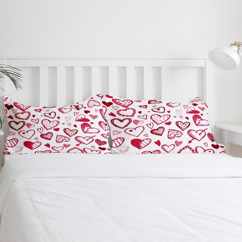 Heart Love Bedding Set 3pcs Boys Girls Duvet Cover Pillowcase Kids Adult Quilt Cover Double Bed Set Home Textile