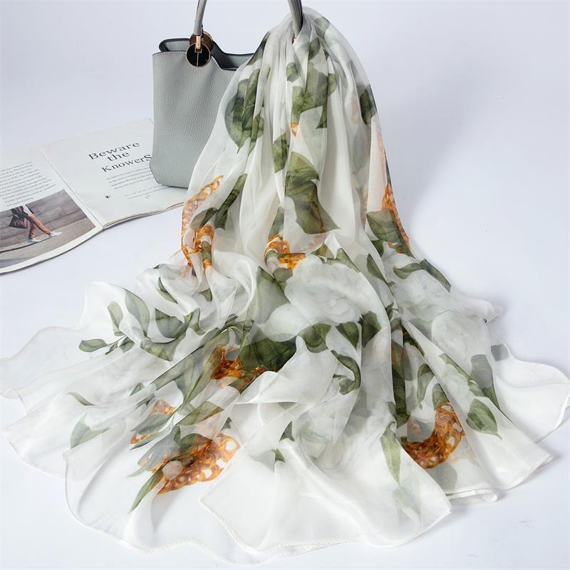 New 100% Mulberry Silk Silk Scarf Pure Chiffon Silk Scarf Shawl Exquisite Scarf Yarn