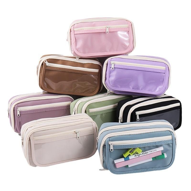 Durable Canvas Stationery Storage Box With Multiple Compartments For Middle School Students