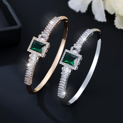 Accessories: Grand Emerald Open Elastic Buckle Adjustable Bracelet