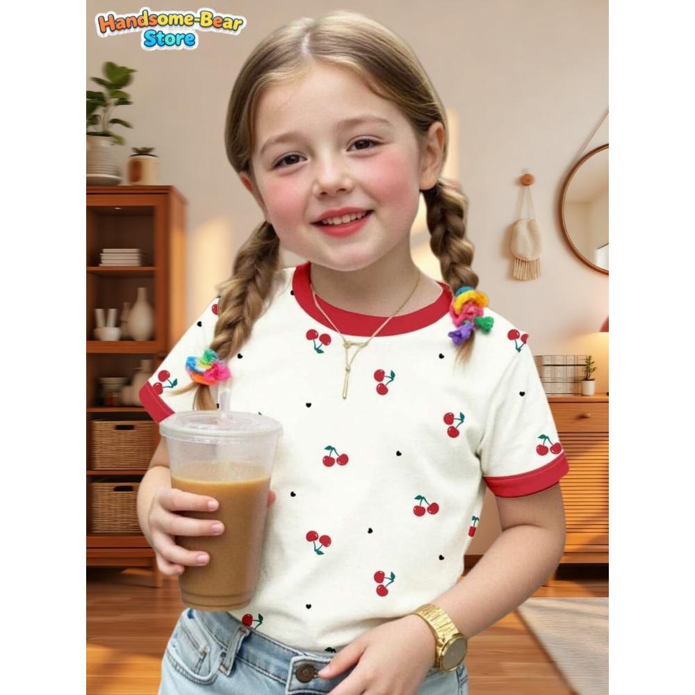 2026 Girl Clothes Summer Cartoon Fruit Print Children's Clothing Girl T-Shirt Short Sleeve Child T-Shirt Summer Clothes Girl Top