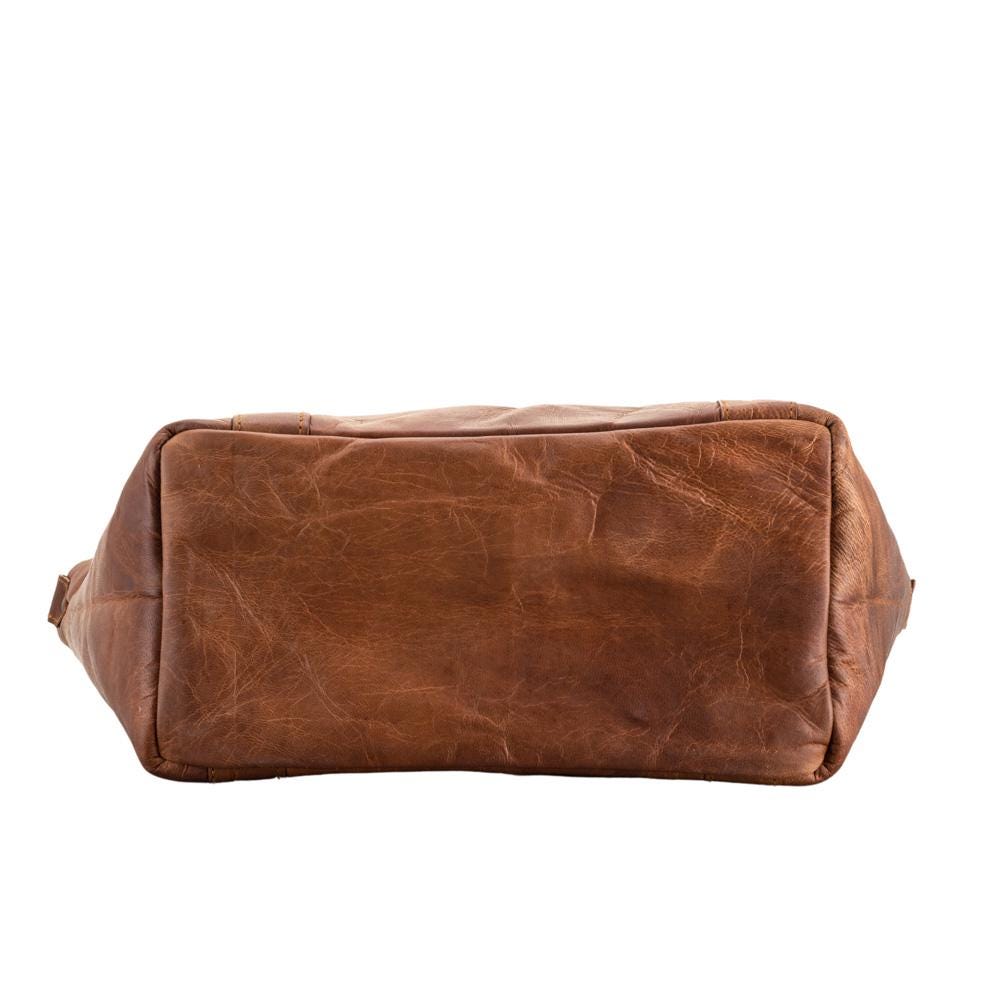 Borsa a Tote in Pelle Vintage Fatta a Mano – Borsa da Giorno da Donna