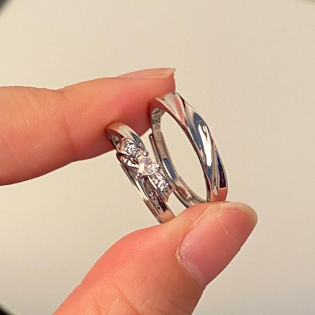 Light Luxury Adjustable Couple Bow Tie Rings - High-End Versatile Jewelry