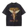 Camiseta Retro de Algodón Lavado para Hombre de la Banda de Rock Nirvana Álbum Utero Hombre Mujer Oversize YK Camiseta con Desgaste Casual Holgada Streetwear