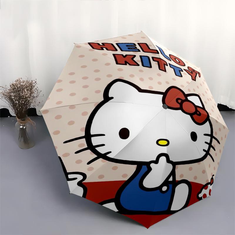 Milk Cake & Hello Kitty Design Automatic Opening and Closing Folding - A Good Choice for Gifts, Fashionable and Convenient Umbrella With Cute Cartoon