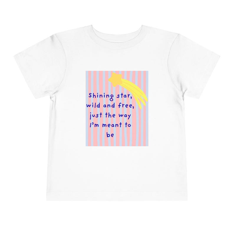 Shooting Star Toddler TShirt | pink, blue stripes with star