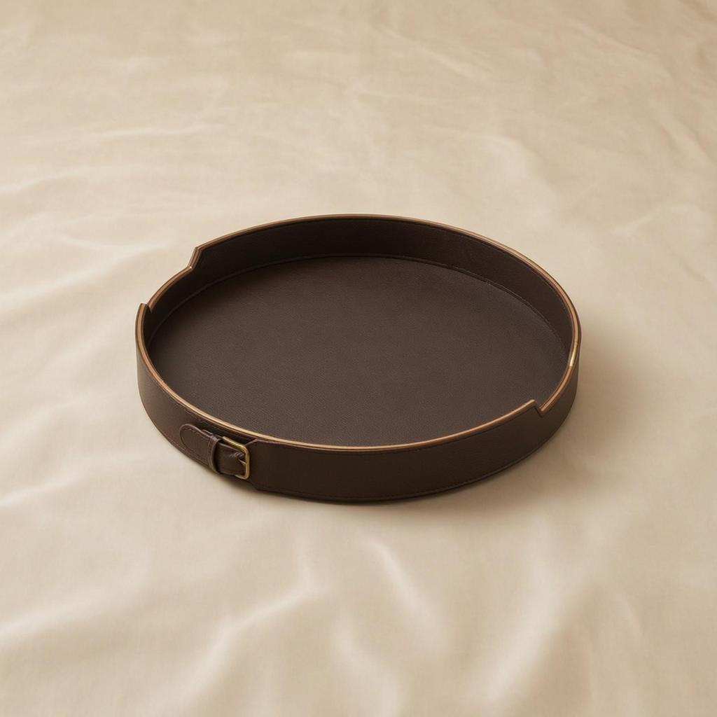Round Serving Tray Sleek with Raised Rim Modern for Coffee Table