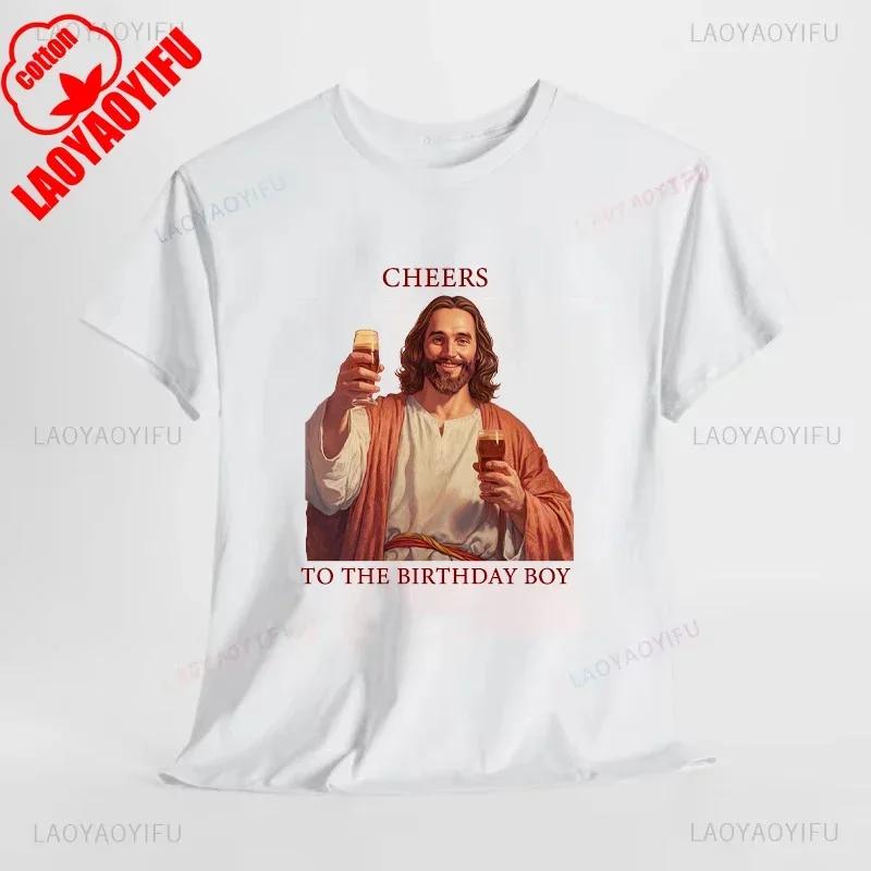 Lustige Weihnachtsgrüße für das Geburtstagskind Jesus Weihnachts-T-Shirt Frau Mann Rot Grün Baumwoll-T-Shirts Neujahr Weihnachten Oberteile