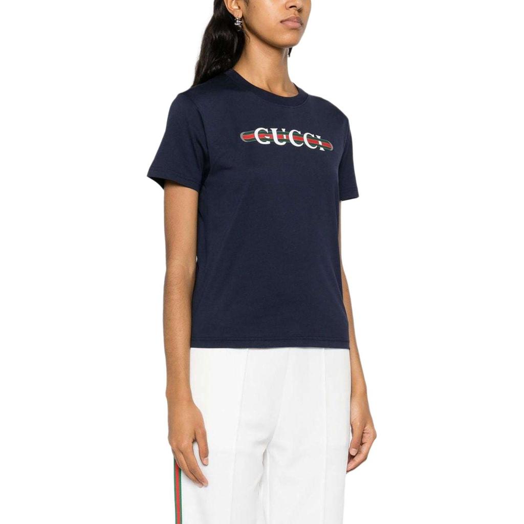 (WMNS) Gucci SS25 Printed T-Shirt 'Navy' Women's 787299-XJGNW-4735