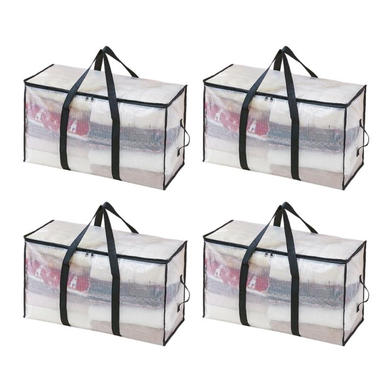 

Sturdy Fabric Clothes Storage Bag Visible Pattern Oversized Waterproof Container With Net Handles Small 72L