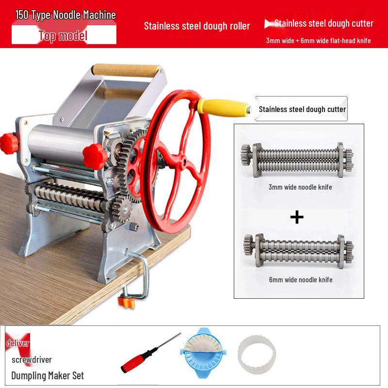 Dough Roller: Multifunctional Hand-Crank Rolling Pin for Dumpling & Wonton Wrappers, Old-Fashioned Manual Noodle Maker