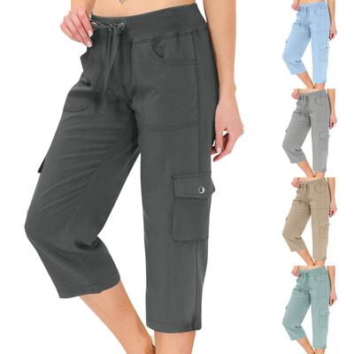 Bayan Kapriler Cepli Gevşek Fit Rahat Pantolon Şık Hafif Bayanlar Baggy Kargo Pantolon Yürüyüş için