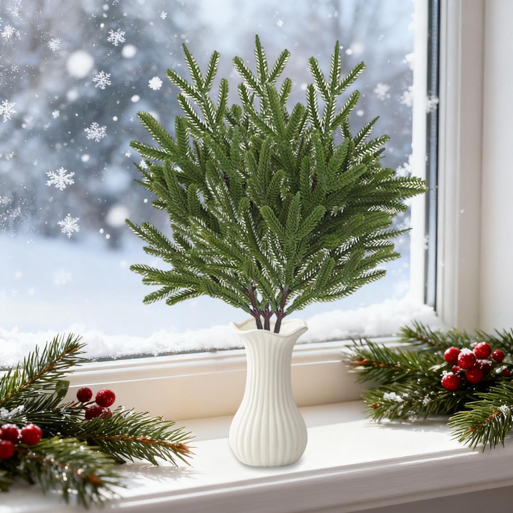 Artificial Norfolk Pine Branch UV-Resistant Faux Greenery Plants Stem Fake Pine Needle Pick Xmas Party Home Decoration