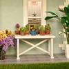 Simulation Miniature Garden Table Natural Wood Flower Stand Figurine For 1/12 Doll House Scene Display Kids RolePlay Game