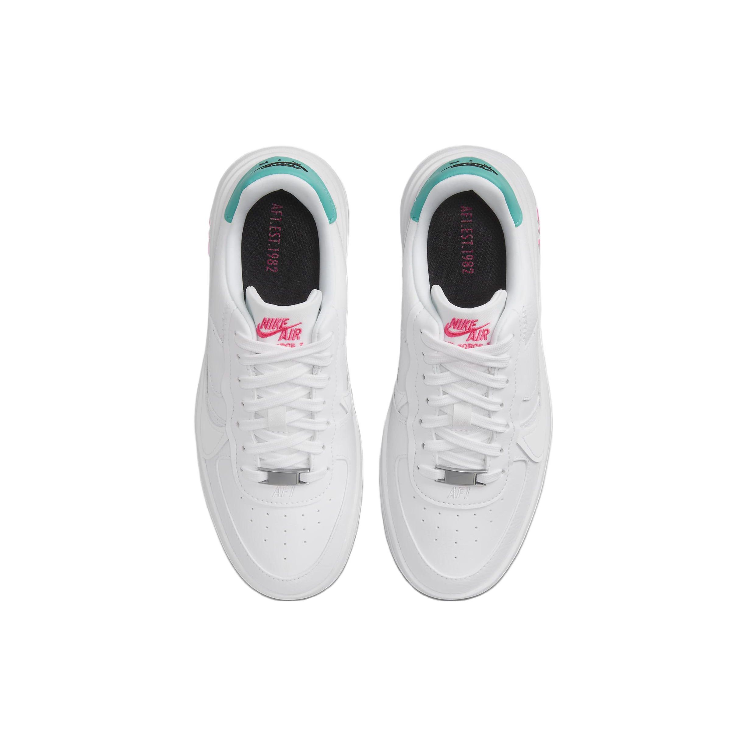 Nike Air Force 1 PLT.AF.ORM белые нефритово-розовые женские кроссовки Pink-Blast — фото 4