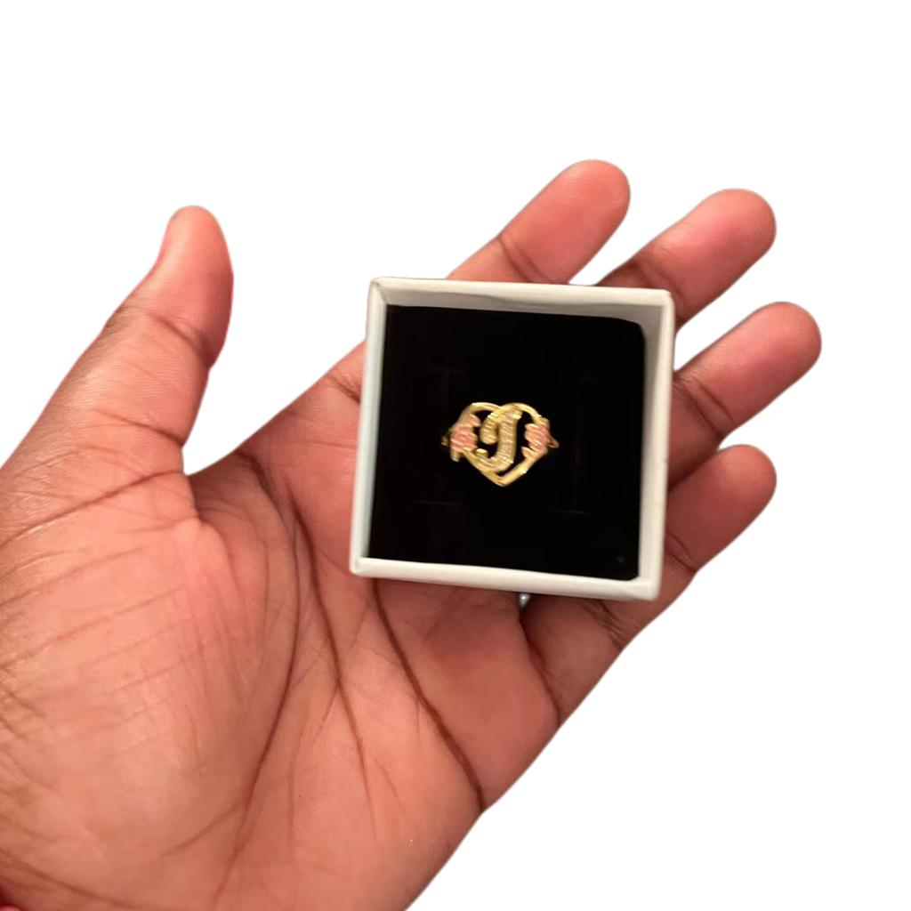 DUOYING Custom Initials Heart Adjustable Ring For Women Personalized Enamel Flower A-Z Letter Rings Hiphop Fashion Jewelry