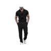 (3XL, Black) Mens Short-sleeved Jumpsuit