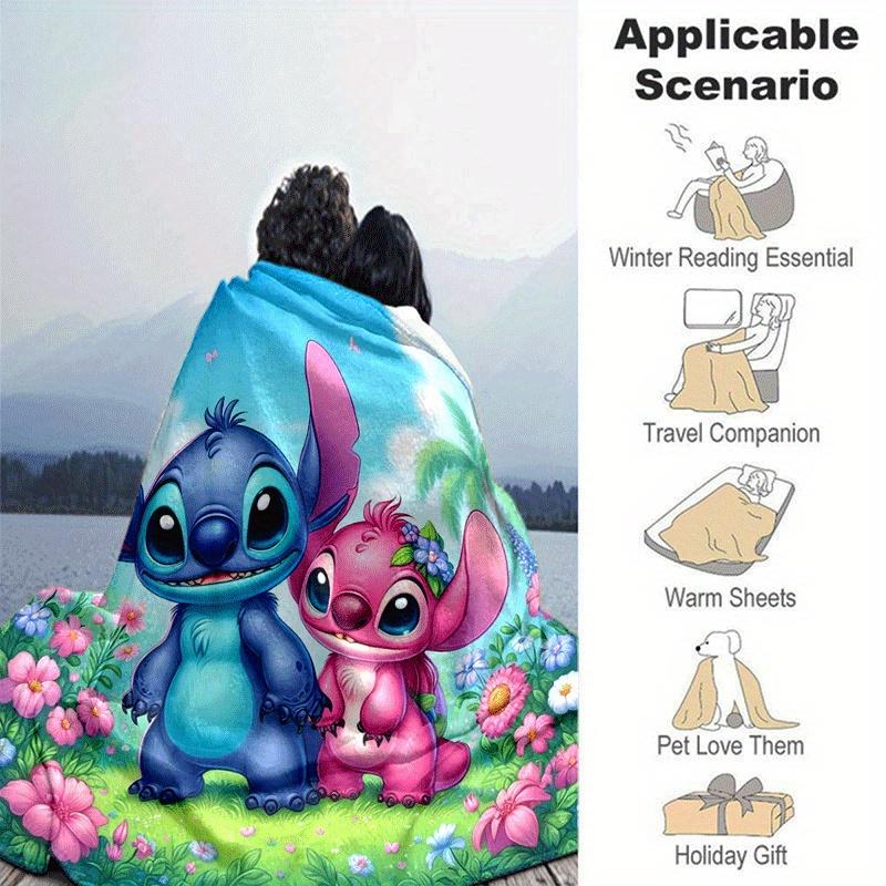 1pc Stitch Printing Blanket - Soft, All-Season Throw for Living Room, Bedroom,Travel