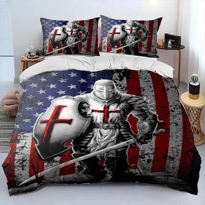 Cavalier Knight Templar Crusaders Bettwäsche-Set, Bettbezug, Bettbezug, Kissenbezug, Bettdecke, Kingsize, Queen-Size, Jungen, Erwachsene