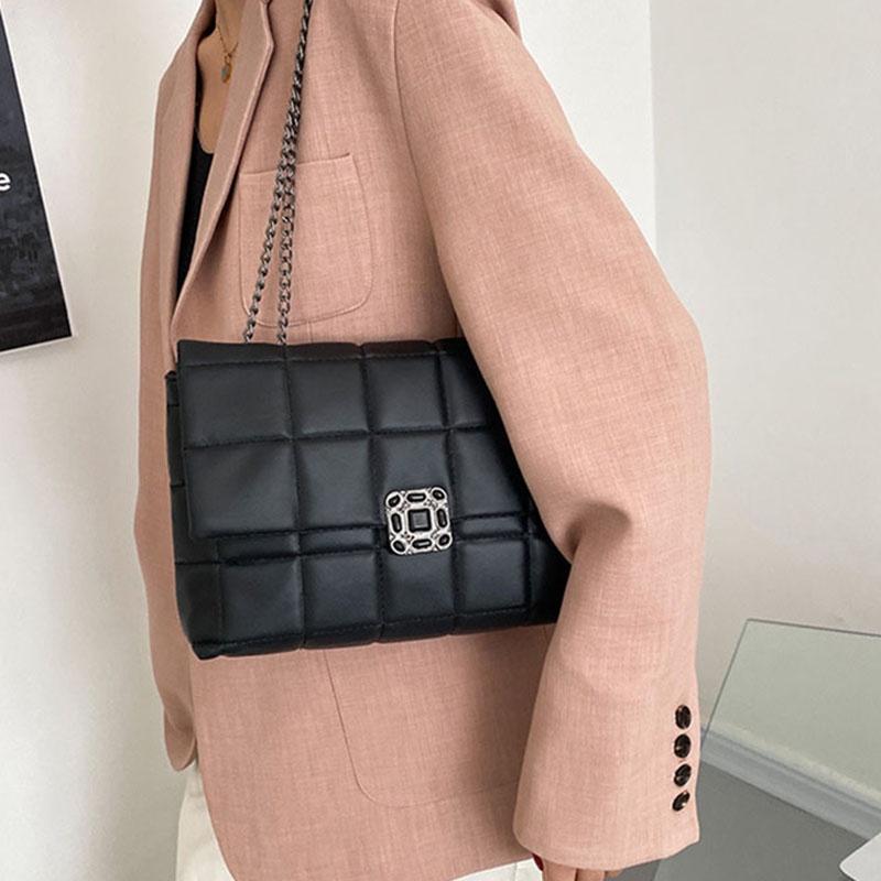 IELGY Vintage Lock Rhombus Chain Bag Women's One Shoulder Messenger Bag
