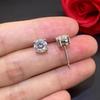 S925 Sterling Silver Four-Prong Set Cubic Zirconia Stud Earrings, Gold-Plated Fashion Design