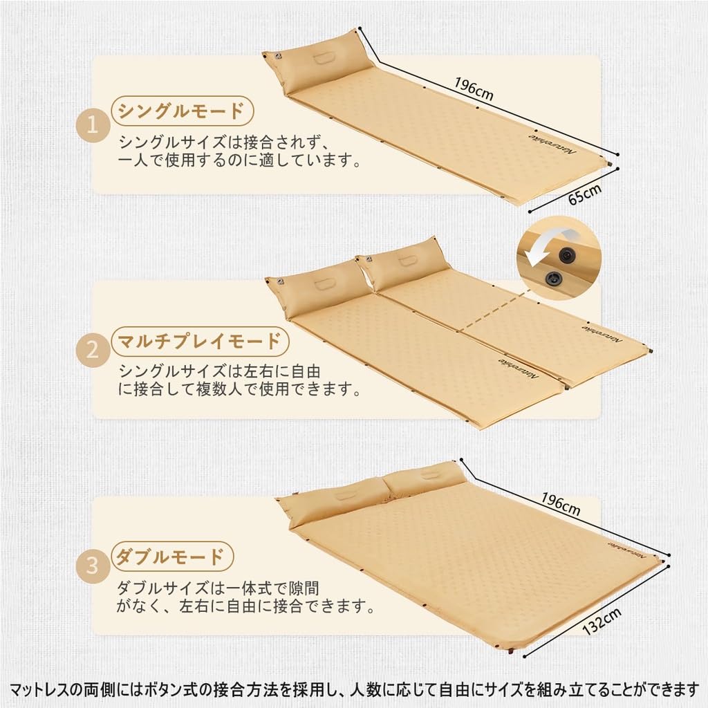 Naturehike Outdoor Mat Air Mat Camping Mat High Resilience Foam Structure Multiple Hardness Connections 190T Polyester Composite PVC Fabric Waterproof