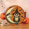 Metal Owl Moon Sign Halloween Wall Decor Rustic Aluminum Art
