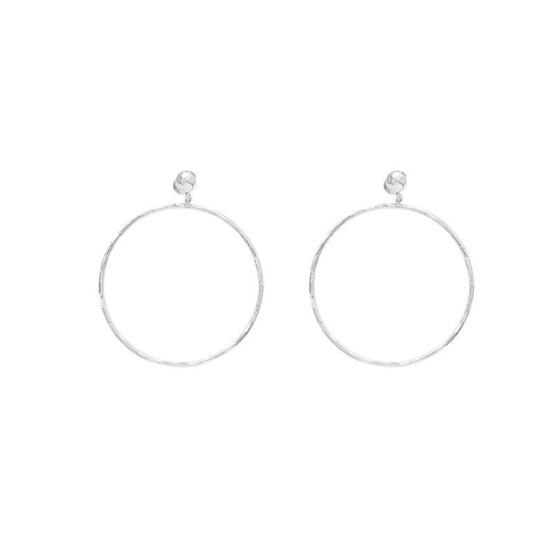 Korean Ins Style Rear Hanging Large Plain Ring Earrings Women's Niche Design Stud Earrings Fashion Temperament Earrings