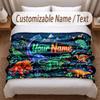 Dinosaur Theme Soft Blanket Personalized Custom Name Text Print Warm Blanket Home Sofa Bedroom Decor
