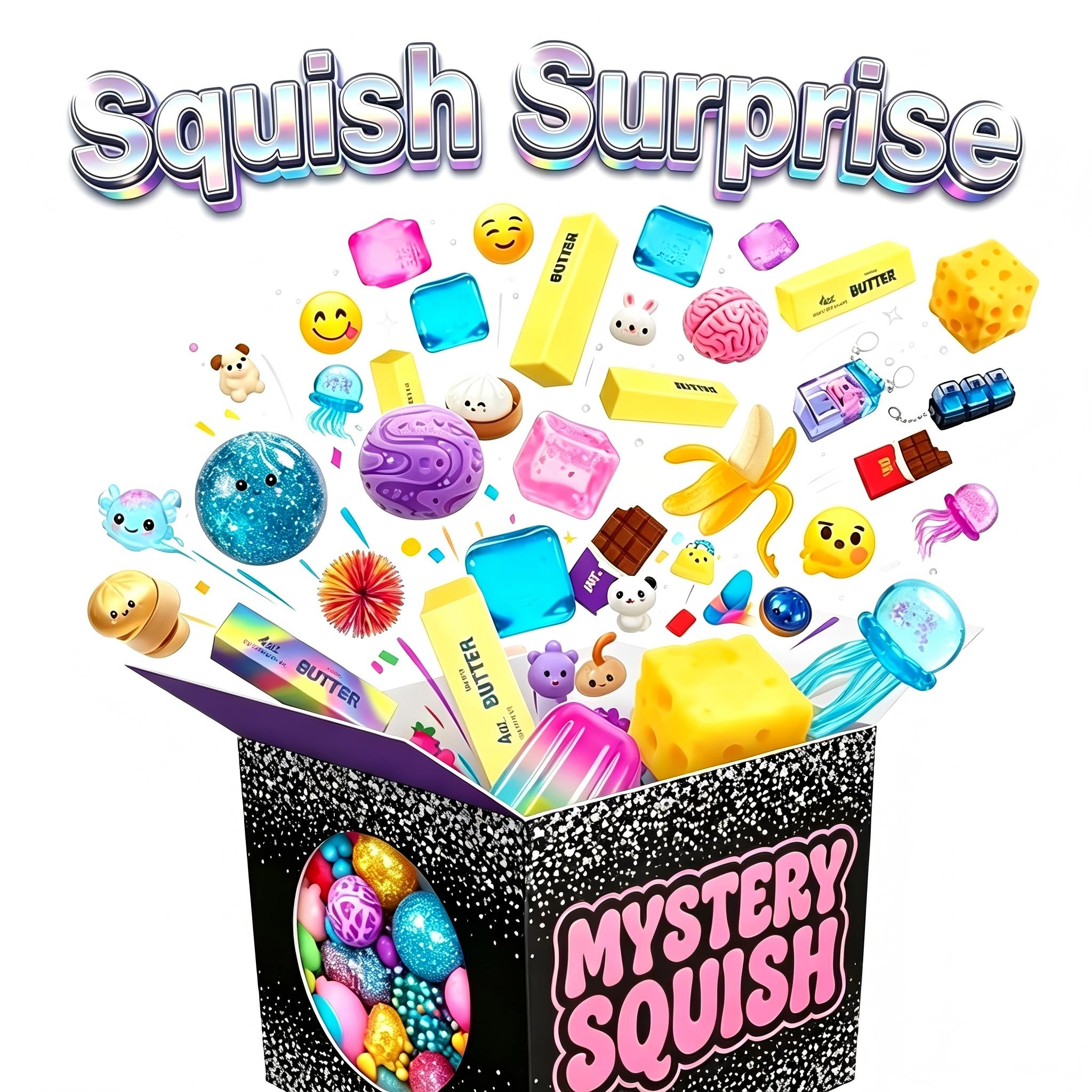 Mehrere langsam aufgehende Squishies, zufällige Auswahl: Käse-Quetschspielzeug, Gedämpfte Brötchen und Knödel,Langes Butterbrot,Bär-Squishy-Spielzeug