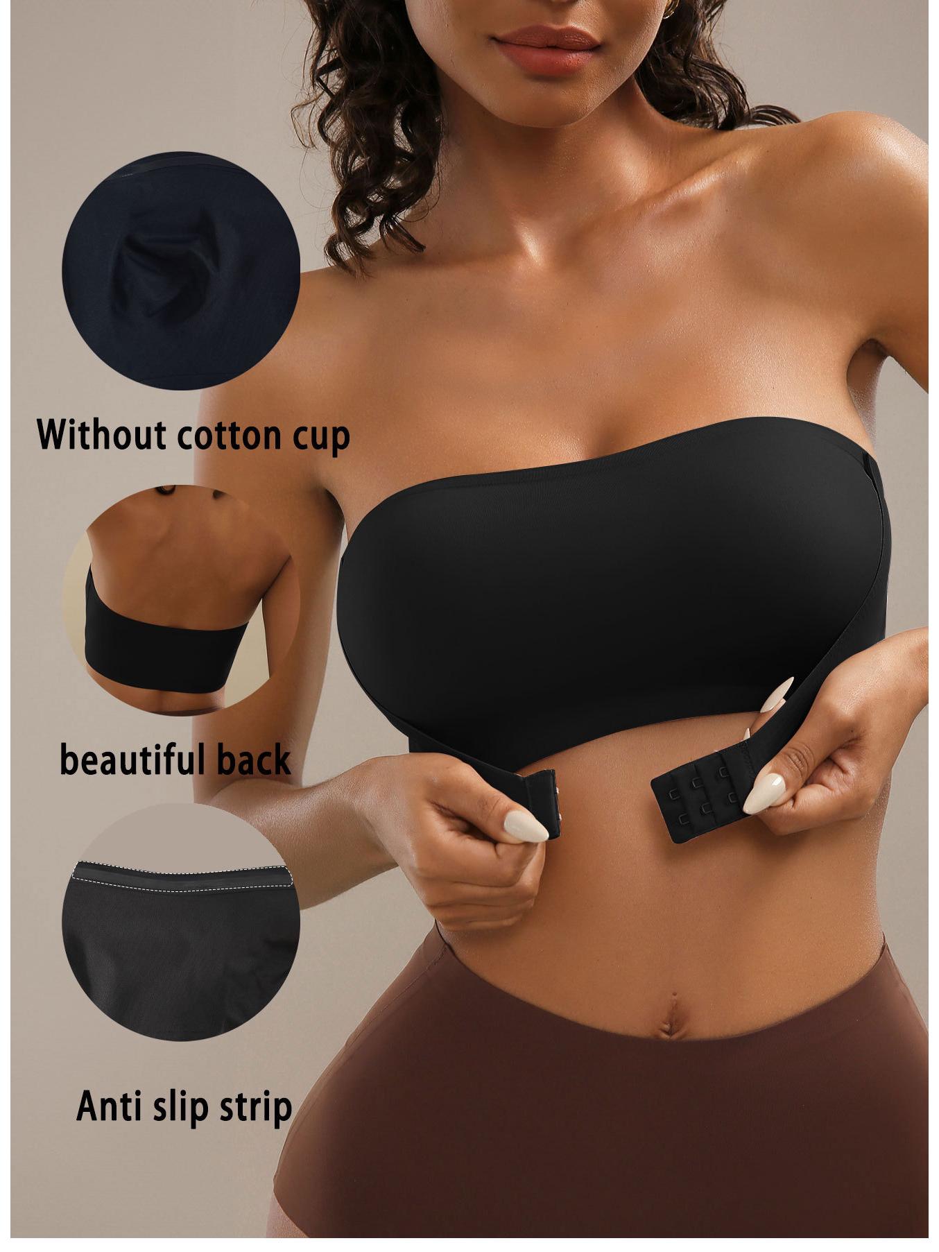 

Бесшовный бюстгальтер без бретелек с застежкой спереди - Без косточек, дизайн бандо с эффектом пуш-ап Large