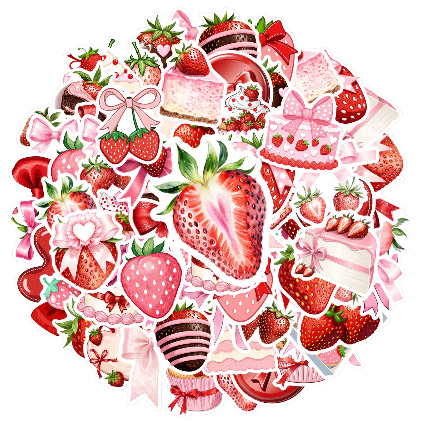

35pcs Cartoon Strawberry Stickers Romantic Love Stationery Stickers Stickers For Notebook Luggage Mobile Phone Cup DIY