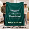 Aston Martin Personalized Flannel Blanket Custom Name Text Soft Throw Blanket Home Decor