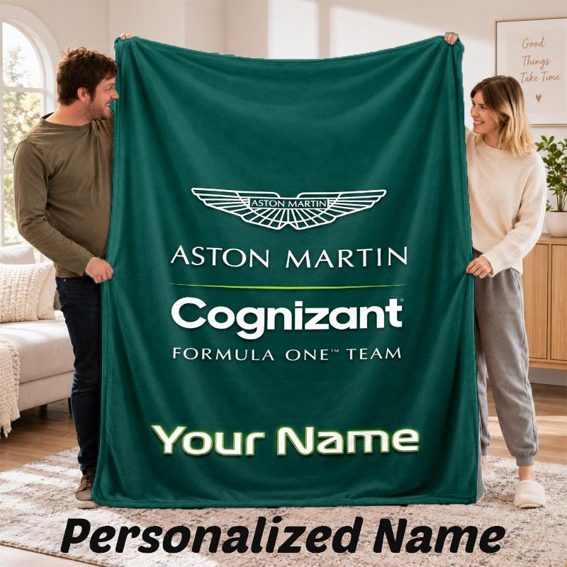 Aston Martin Personalized Flannel Blanket Custom Name Text Soft Throw Blanket Home Decor