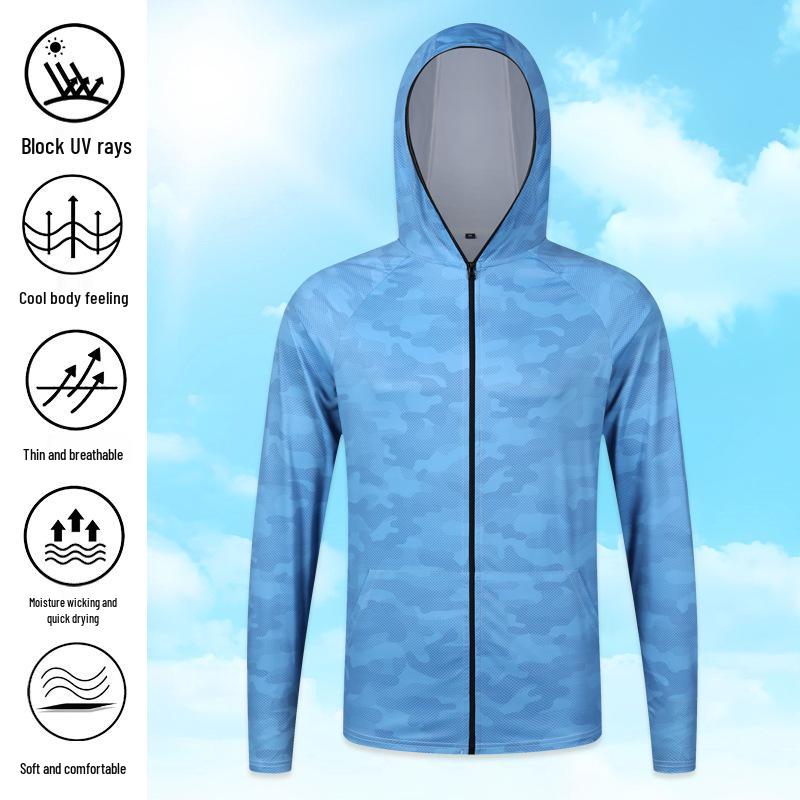 Men's Lightweight Camouflage Ice Silk Sun Protection Suit for Outdoor Fishing - Breathable & Anti-Mosquito