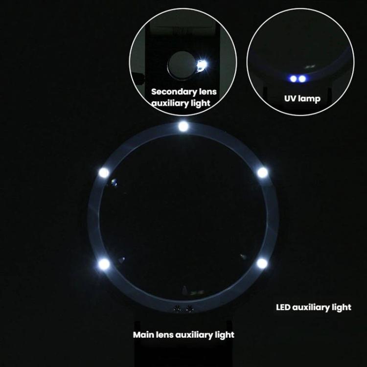 Factory Cheap 110mm 3.5X / 25X LED Folding Desktop Magnifying Glass For Reading Antique Jewelry Identification