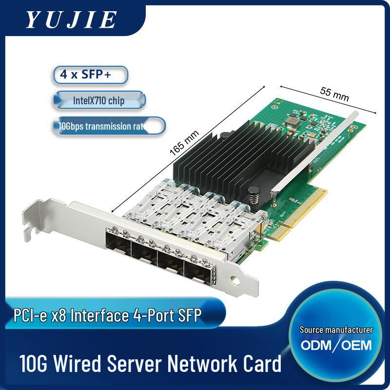 

XL710BM1 PCI-E X8 Four-Port SFP 10G Fiber Optic Network Card X710-DA4 120 x 80 mm