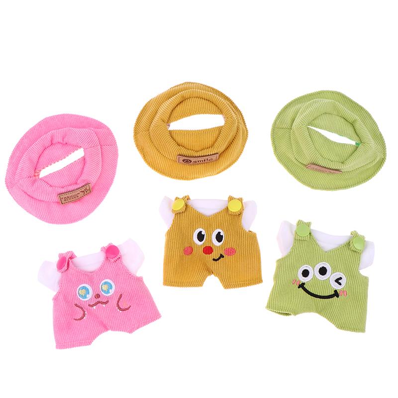 For 17cm Labubus Doll Clothes Accessories White Shirt Hat Animal Overalls Set